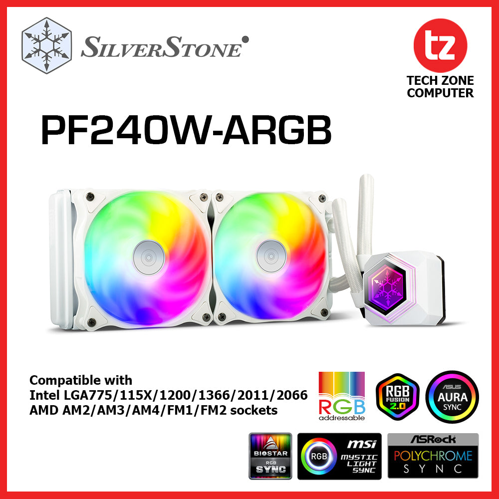 SilverStone PF240 240mm ARGB AIO Liquid CPU Cooler