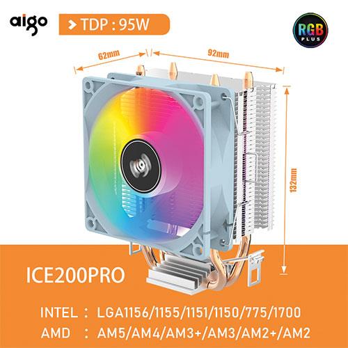 Aigo ICE 200 Pro LED Air CPU Cooler - White